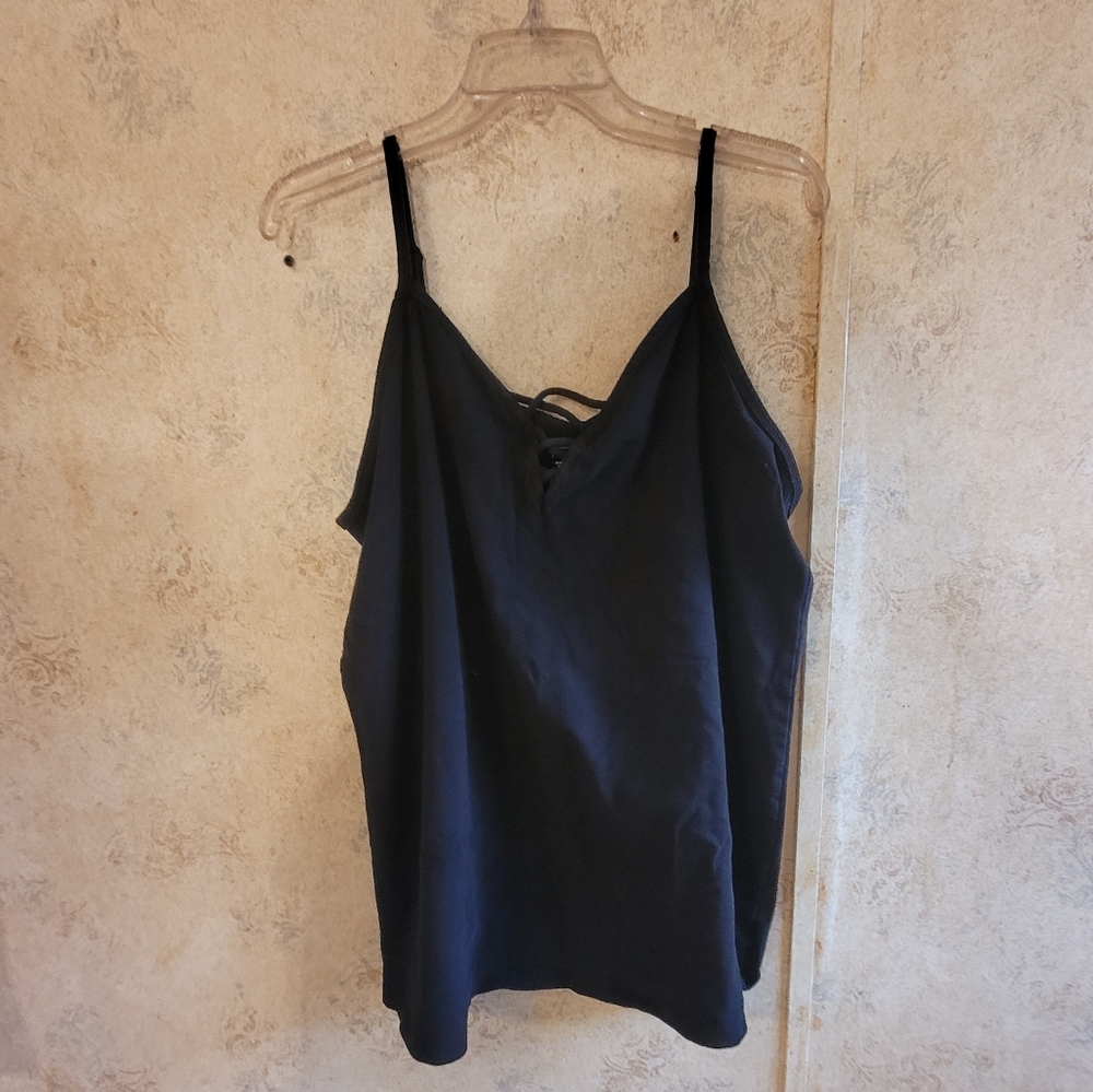 Torrid Black Tank Top with Adjustable Straps and Strappy Front Design